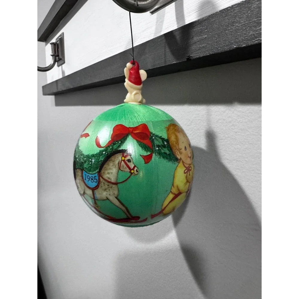 Hallmark Baby's First Christmas Satin Ornament 1985 Keepsake Green Mint Conditio